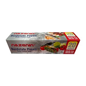 Nazenin Düz Kilitsiz Şeffaf Büyük Boy Buzdolabı Yemek Gıda Poşeti Torbası- 30x45 Cm. - 20'li 3 Paket