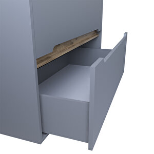 Home Madrid 80 Cm Mdf Banyo Dolabı Seti Ve Boy Dolabı Sis Gri - Atlantik Çam