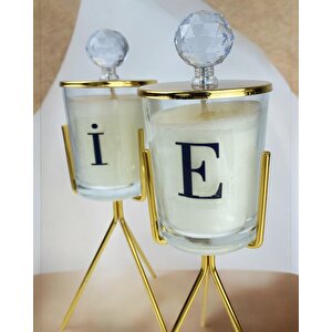 Ashen Kristal Tepeli Cam Harfli Mumluk