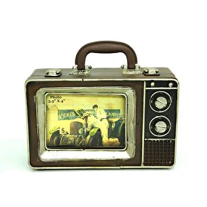 Dekoratif Metal Çerçeve Televizyon Temalı Vintage Hediyelik