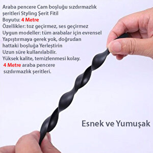 Otomobil Fitili Üniversal Tüm Araçlara Uyumlu Cam Arası Ses Engelleyici Fitil 4 Metre Bakalit Cam Arası Kapama