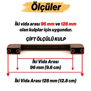 Radus Antik Bakır Metal Kulp 96 Mm -9.6 Cm Mobilya Çekmece Mutfak Dolabı Dolap Kulpları Kulbu Kulpu