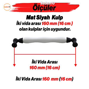 Domaniç Porselen Mat Siyah Kulp 160 Mm Mobilya Çekmece Mutfak Dolabı Dolap Kapak Kulplar Kulb Kulpu