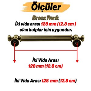 Selçuk Antik Sarı Metal Kulp 128 Mm 12.8 Cm Mobilya Çekmece Mutfak Dolabı Dolap Kulpları Kulbu Kulpu