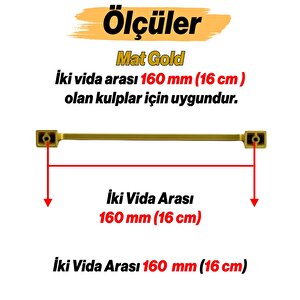 Gediz Metal Mat Gold Altın Kulp 160 Mm Mobilya Çekmece Mutfak Dolabı Dolap Kapak Kulpları Kulb Kulpu