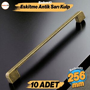 Radus 10 Adet Antik Sarı Metal Kulp 256 Mm 25.6 Cm Mobilya Çekmece Mutfak Dolap Kulpları Kulbu Kulpu