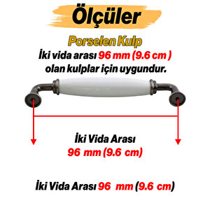 Zerrin Porselen Antik Nikel Kulp 96 Mm Mobilya Çekmece Mutfak Dolabı Dolap Kapak Kulplar Kulb Kulp