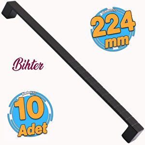 10 Adet Bihter Mobilya Mutfak Dolabı Çekmece Dolap Kapak Kulpu Kulbu Metal Siyah (224 Mm-22.4 Cm)