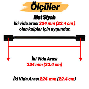Afra Metal Mat Siyah Kulp 224 Mm 22.4 Cm Mobilya Çekmece Mutfak Dolabı Dolap Kapak Kulp Kulb Kulpu