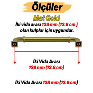 Alfa Metal Mat Gold Altın Kulp 128 Mm Mobilya Çekmece Mutfak Dolabı Dolap Kapak Kulpları Kulb Kulpu