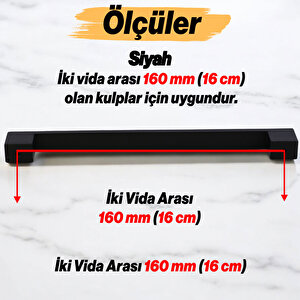 Orta Köprü (160 Mm - 16 Cm) Siyah Metal Mobilya Mutfak Çekmece Dolap Dolabı Kulbu Kulpu Kulpları