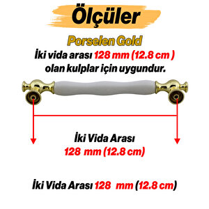 Aruh Porselen Gold Altın Kulp 128 Mm Mobilya Çekmece Mutfak Dolabı Dolap Kapak Kulplar Kulb Kulpu