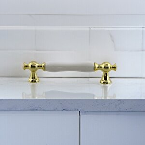 Aruh Porselen Gold Altın Kulp 128 Mm Mobilya Çekmece Mutfak Dolabı Dolap Kapak Kulplar Kulb Kulpu