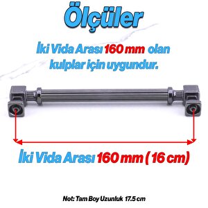 Talas Metal Füme Renk Kulp 160 Mm Mobilya Çekmece Mutfak Dolabı Dolap Kulpları Kulb 16 Cm