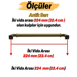 Alfa Metal Antik Sarı Kulp 224 Mm Mobilya Çekmece Mutfak Dolabı Dolap Kapak Kulpları Kulb Kulpu