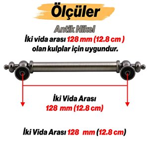 Osmanlı Antik Nikel Metal Kulp 128 Mm Mobilya Çekmece Mutfak Dolabı Dolap Kapak Kulpları Kulb Kulpu