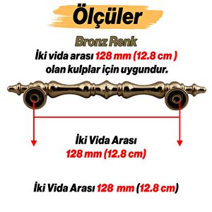 Nilay Bronz Metal Kulp 128 Mm - 12.8 Cm Mobilya Çekmece Mutfak Dolabı Dolap Kulpları Kulbu Kulpu