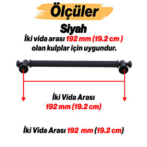 Selçuklu Siyah Metal Kulp 192 Mm Mobilya Çekmece Mutfak Dolabı Dolap Kapak Kulpları Kulb Kulpu
