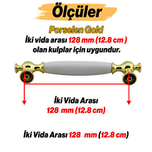 Arnas Porselen Gold Altın Kulp 128 Mm Mobilya Çekmece Mutfak Dolabı Dolap Kapak Kulplar Kulb Kulpu