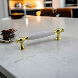 Arnas Porselen Gold Altın Kulp 128 Mm Mobilya Çekmece Mutfak Dolabı Dolap Kapak Kulplar Kulb Kulpu