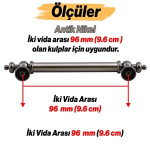 Osmanlı Antik Nikel Metal Kulp 96 Mm Mobilya Çekmece Mutfak Dolabı Dolap Kapak Kulpları Kulb Kulpu