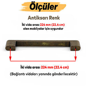 Uhud Kulp 224 Mm Antik Sarı Metal Mutfak Mobilya Çekmece Mutfak Dolap Dolabı Kulpları Kapak Kulbu