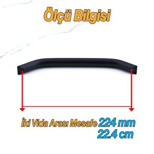 Şahin Siyah Metal Kulp 224 Mm - 22.4 Cm Mobilya Çekmece Mutfak Dolabı Dolap Kulpları Kulbu Kulpu