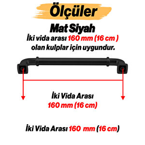 Alfa Metal Mat Siyah Kulp 160 Mm 16 Cm Mobilya Çekmece Mutfak Dolabı Dolap Kapak Kulp Kulb Kulpu