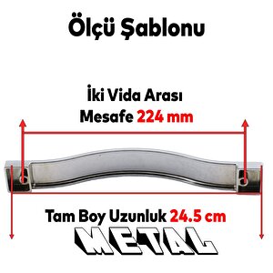 10 Adet Akasya Metal Mobilya Mutfak Dolabı Çekmece Kapı Dolap Kulpu Kulbu Krom (224 Mm-22.4 Cm) Kulp