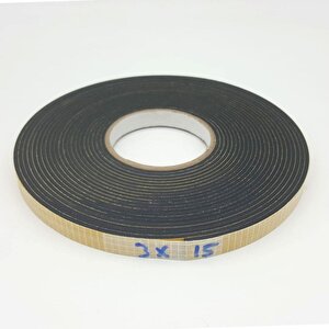 Kapı Pencere Bandı / Yapışkan Kapı Pencere Süngeri Eva-3mmx15mm-siyah-10 Metre