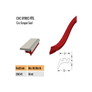 Cnc Körük Sıyırıcı Lastik Cnc Fitili 5 Metre Uzunluk Kırmızı Renk