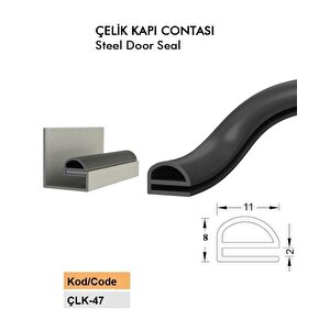 Çelik Kapı Fitili Çelik Kapı Contası Geçmeli Eşik Fitili 6 Metre Siyah