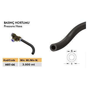 5 Mm Iç Çap 6mm Dış Çap Siyah Hortum 25 Metre