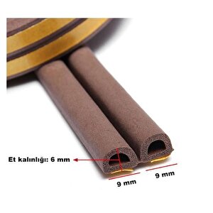 Bondit 2'li Kauçuk Kapı Ve Pencere Izolasyon Bandı Fitili 3x2 6 Metre Kahverengi