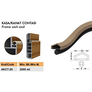 Ahşap Kapı Contası Ahşap Kapı Fitili Siyah 6 Metre