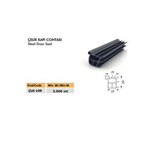 Contacall Çelik Kapı Fitili Çelik Kapı Contası 6 Metre Siyah