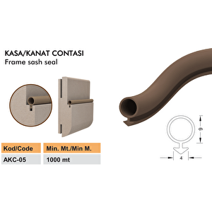 Ahşap Kapı Fitili Akc-05 Amerikan Kapı Kasa Kanat Fitili 25 Metre Siyah