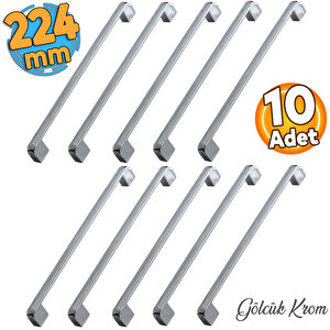 10 Adet Gölcük Oval Mobilya Mutfak Dolap Çekmece Dolabı Kapak Metal Kulpu Kulbu Kulpları Krom 224 Mm