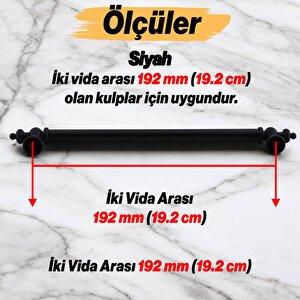 Osmanlı (192 Mm - 19.2 Cm) Mat Siyah Metal Mobilya Mutfak Çekmece Dolap Dolabı Kulbu Kulpu Kulpları