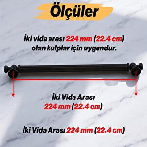 Selçuklu (224 Mm - 22.4 Cm) Siyah Metal Mobilya Mutfak Çekmece Dolap Dolabı Kulbu Kulpu Kulpları