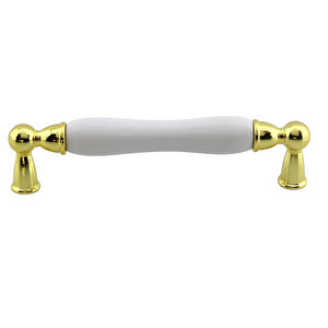 Domaniç Porselen Altın Beyaz Kulp 128 Mm Mobilya Çekmece Mutfak Dolabı Dolap Kapak Kulplar Kulb Kulp