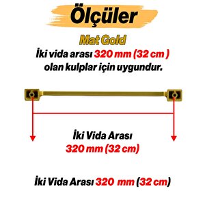 Gediz Mat Gold Altın Kulp 320 Mm Metal Mobilya Çekmece Mutfak Dolabı Dolap Kapak Kulpları Kulb Kulpu