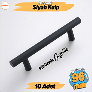 Çubuk 10 Adet Siyah Metal Kulp ( 96 Mm-9.6 Cm) Mobilya Mutfak Çekmece Dolabı Kulpu Kulbu Kulpları
