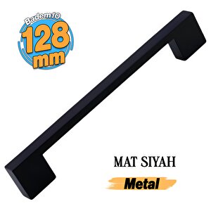 Dar Köprü Kulp 128 Mm Mat Siyah Metal Mobilya Mutfak Çekmece Dolap Dolabı Kapak Kulbu Kulpu 12.8 Cm