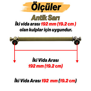 Selçuklu Antik Sarı Metal Kulp 192 Mm Mobilya Çekmece Mutfak Dolabı Dolap Kapak Kulpları Kulb Kulpu