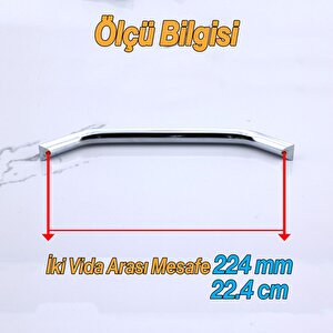 Şahin Krom Gümüş Metal Kulp 224 Mm - 22.4 Cm Mobilya Çekmece Mutfak Dolabı Dolap Kulpları Kulb Kulpu