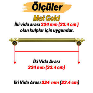 Osmanlı Mat Gold Altın Kulp 224 Mm Mobilya Çekmece Mutfak Dolabı Dolap Kapak Kulpları Kulb Kulpu