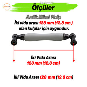 Domaniç Porselen Antik Nikel Kulp 128 Mm Mobilya Çekmece Mutfak Dolabı Dolap Kapak Kulplar Kulb Kulp