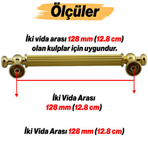 Selçuklu (128 Mm - 12.8 Cm) Gold Metal Mobilya Mutfak Çekmece Dolap Dolabı Kulbu Kulpu Kulpları
