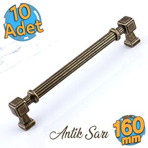 10 Adet Talas 160 Mm Çizgili Metal Antik Sarı Kulp Mobilya Çekmece Mutfak Dolabı Dolap Kulbları 16 Cm